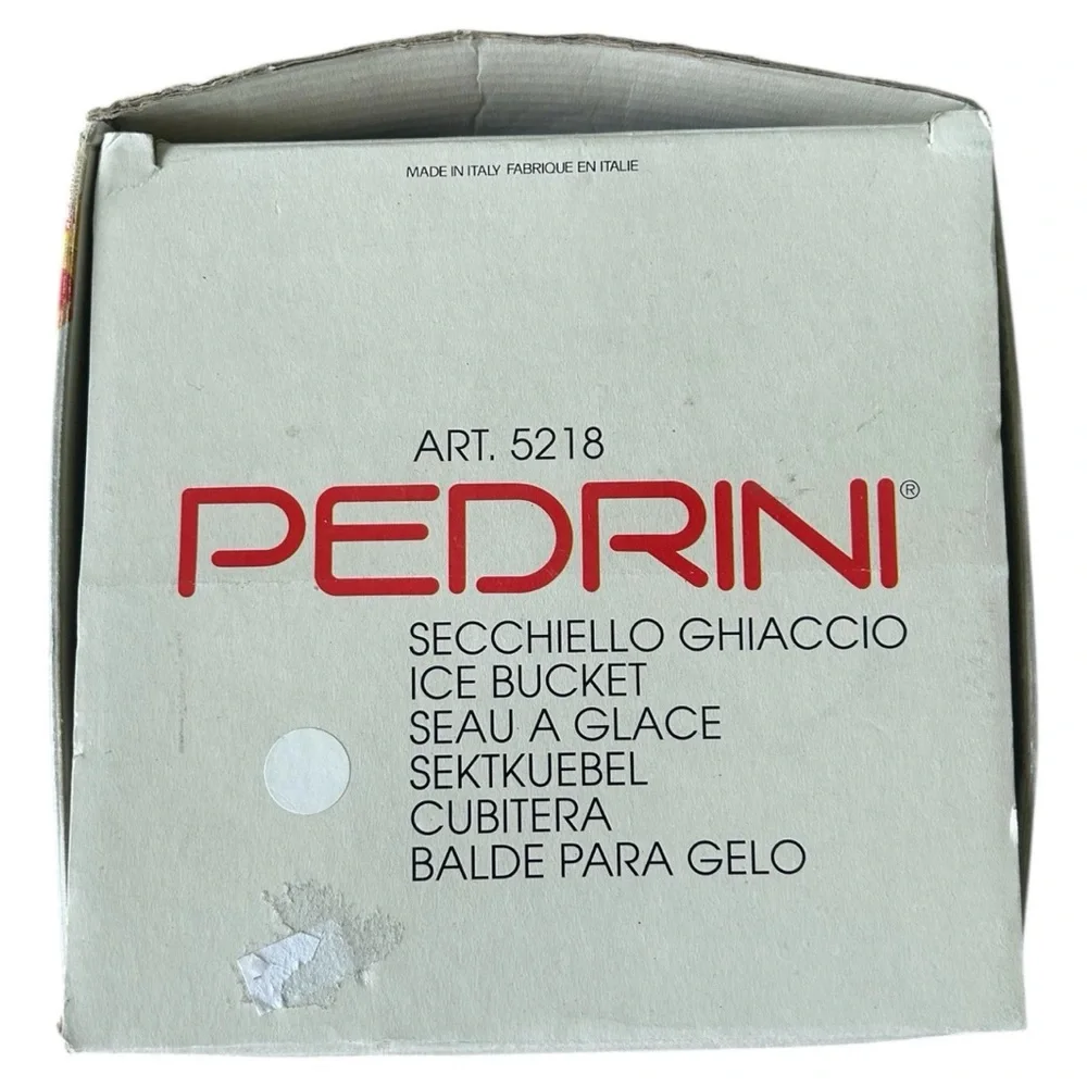 Vintage 1980s PEDRINI White Art Deco Ice Bucket Made In Italy Original Box